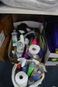 Two Boxes and a Bucket of Kitchen Cleaning Solutio