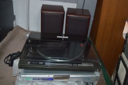 Technics Quartz Turntable with Speakers and a Sony