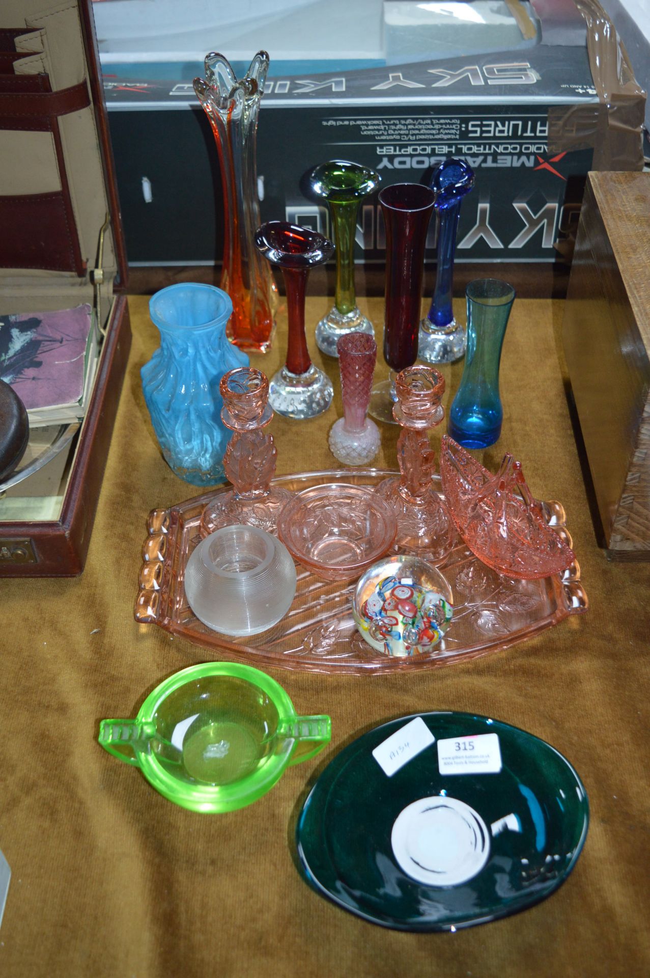 1930's Glass Dressing Table Set and Glass Specimen