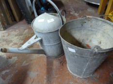 Galvanized Watering Can and a Bucket