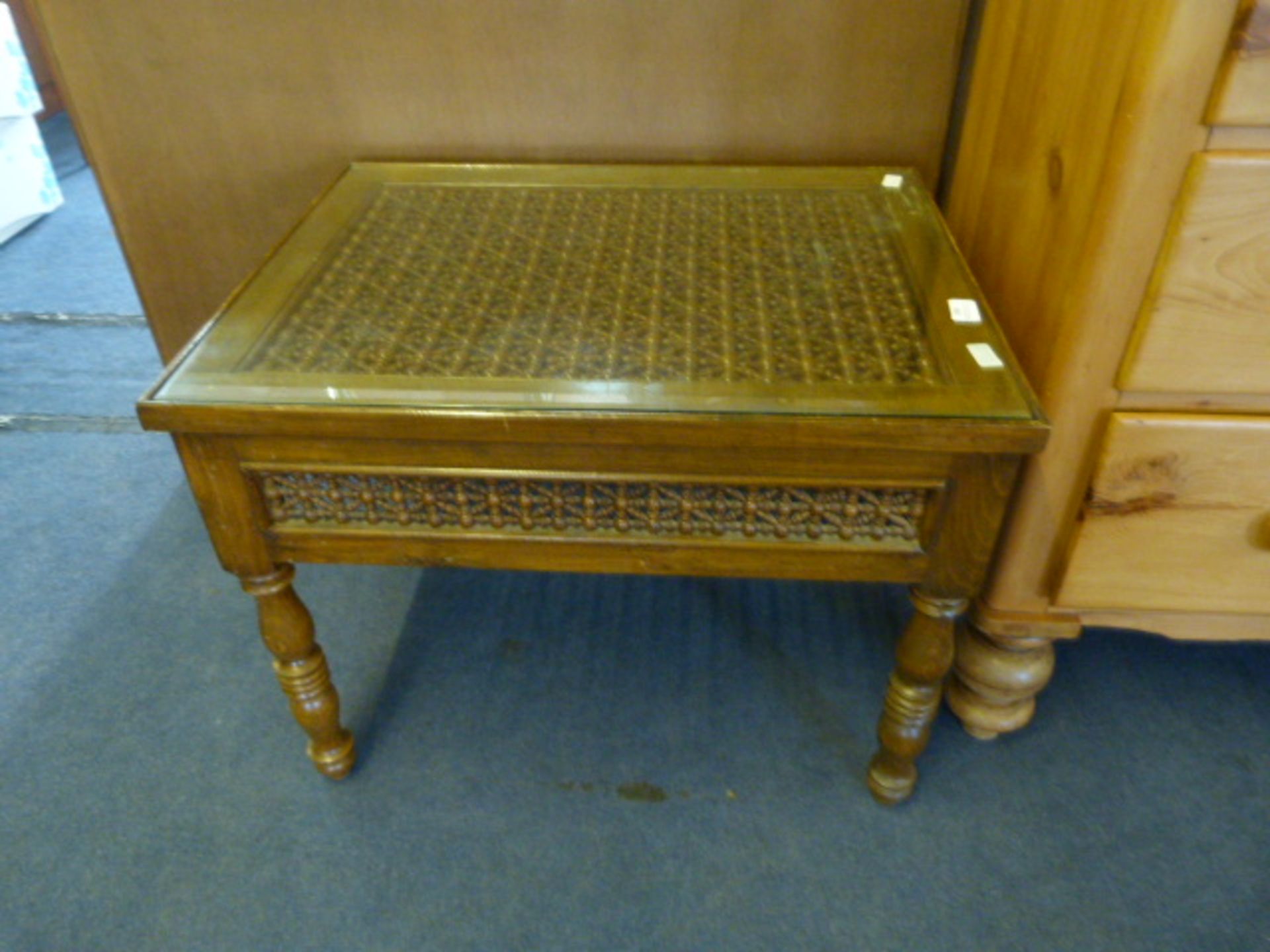 Occasional Table with Plate Glass Top on Turned Le