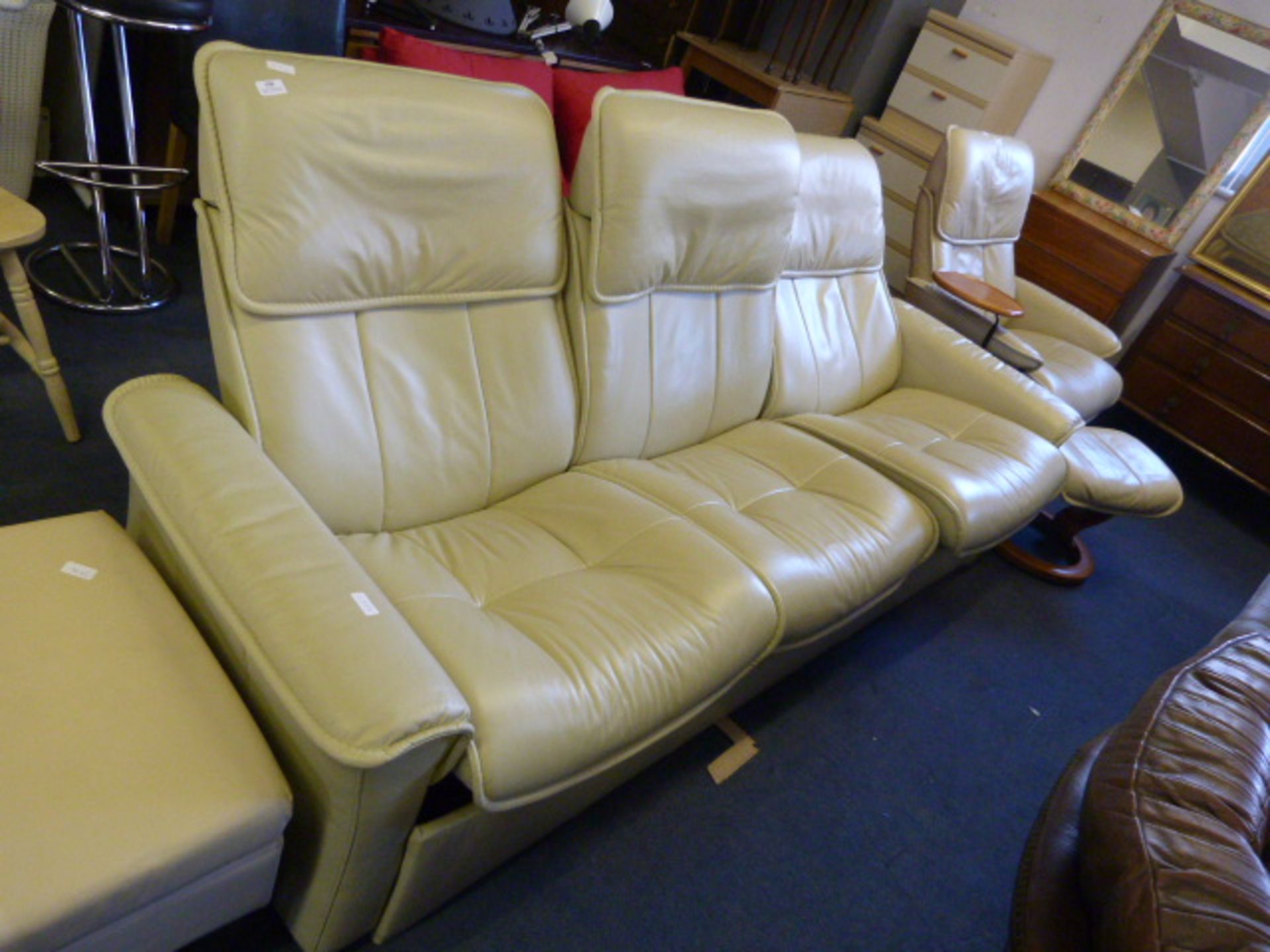 Stressless Reclining Three Seat Leather Settee