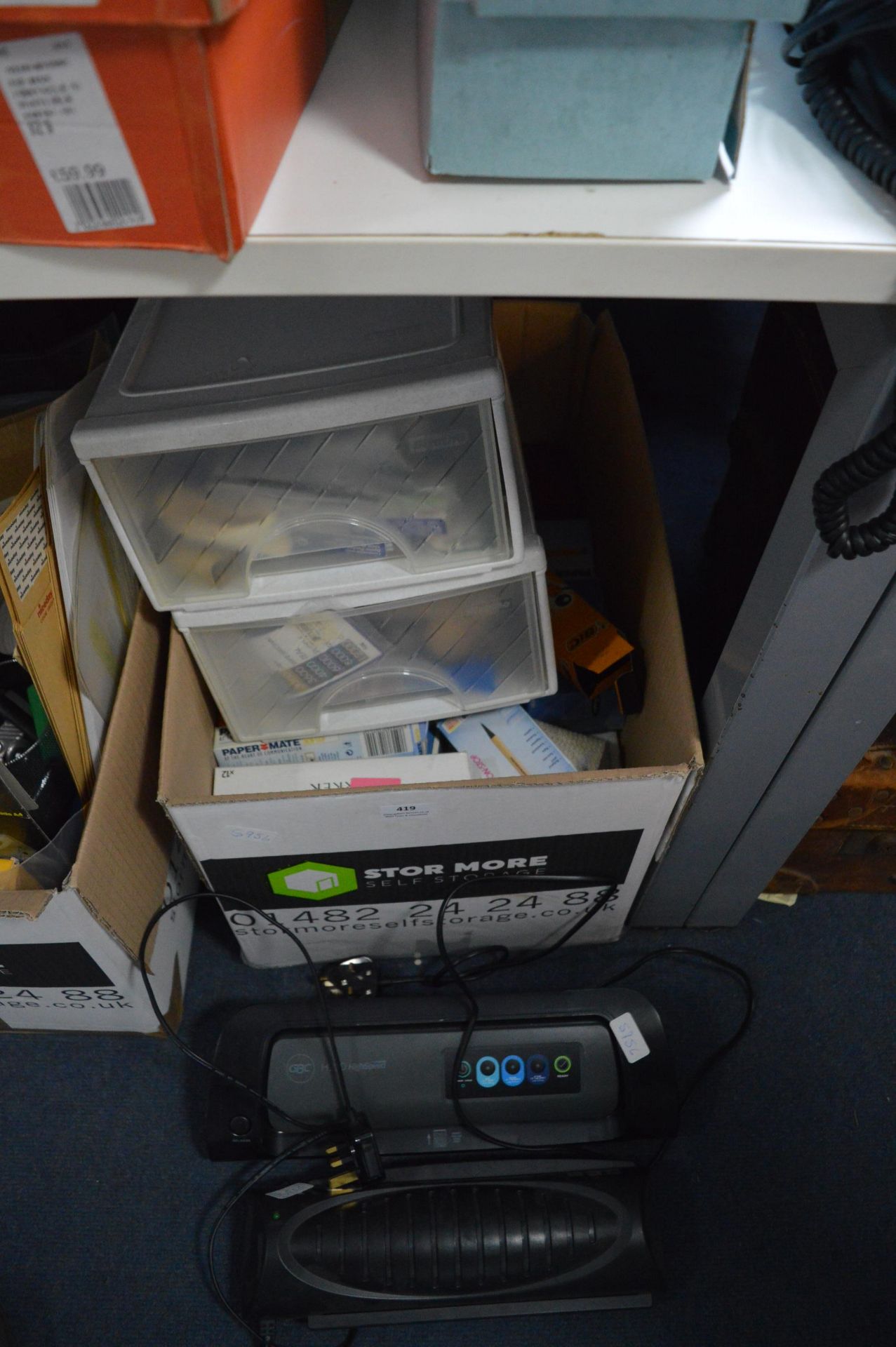 Box Containing Laminators, Box Files, Plastic Draw