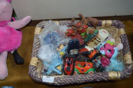 Small Basket of Diecast Toys, etc.