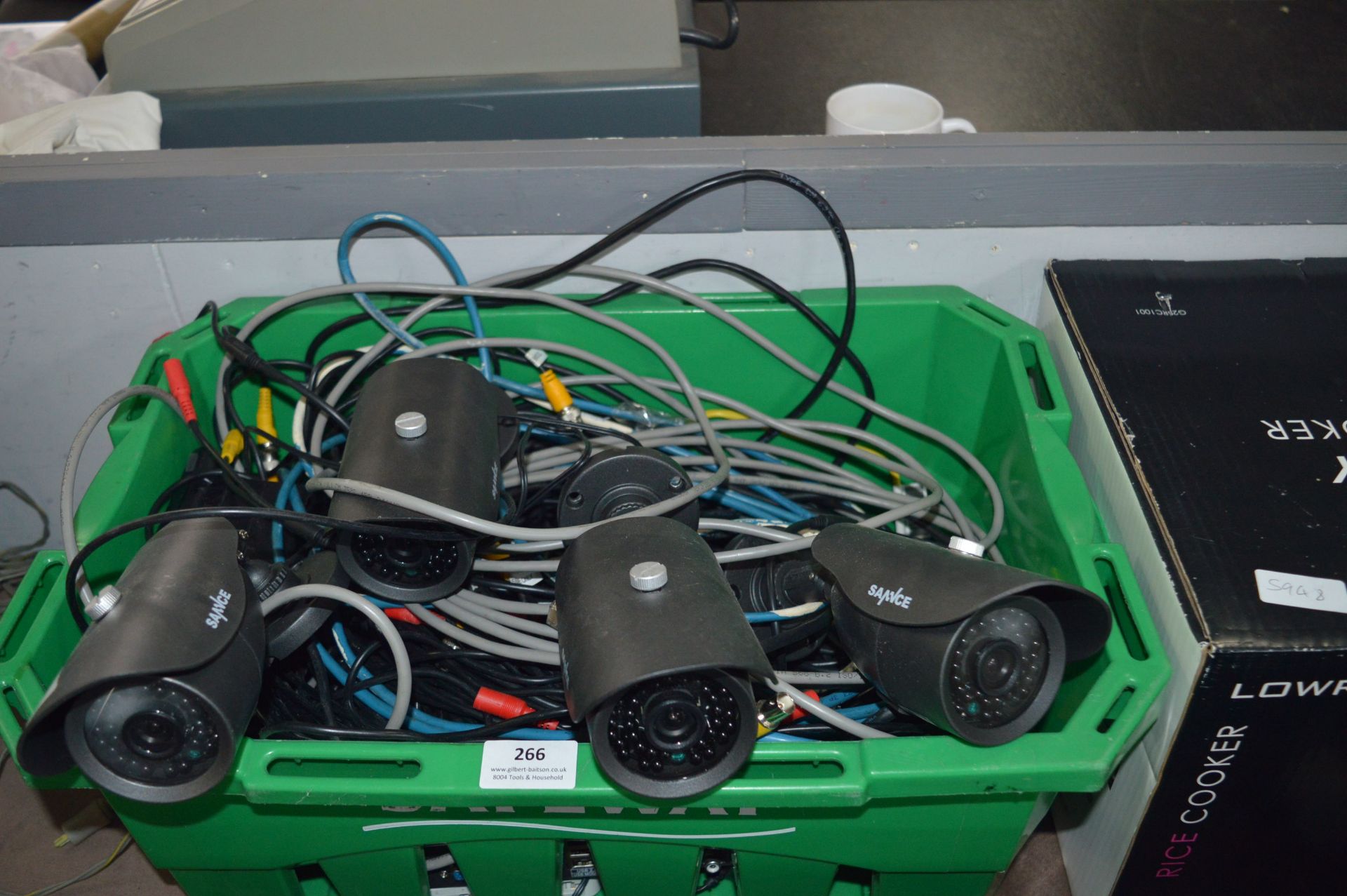 Box of Security Cameras and Cables