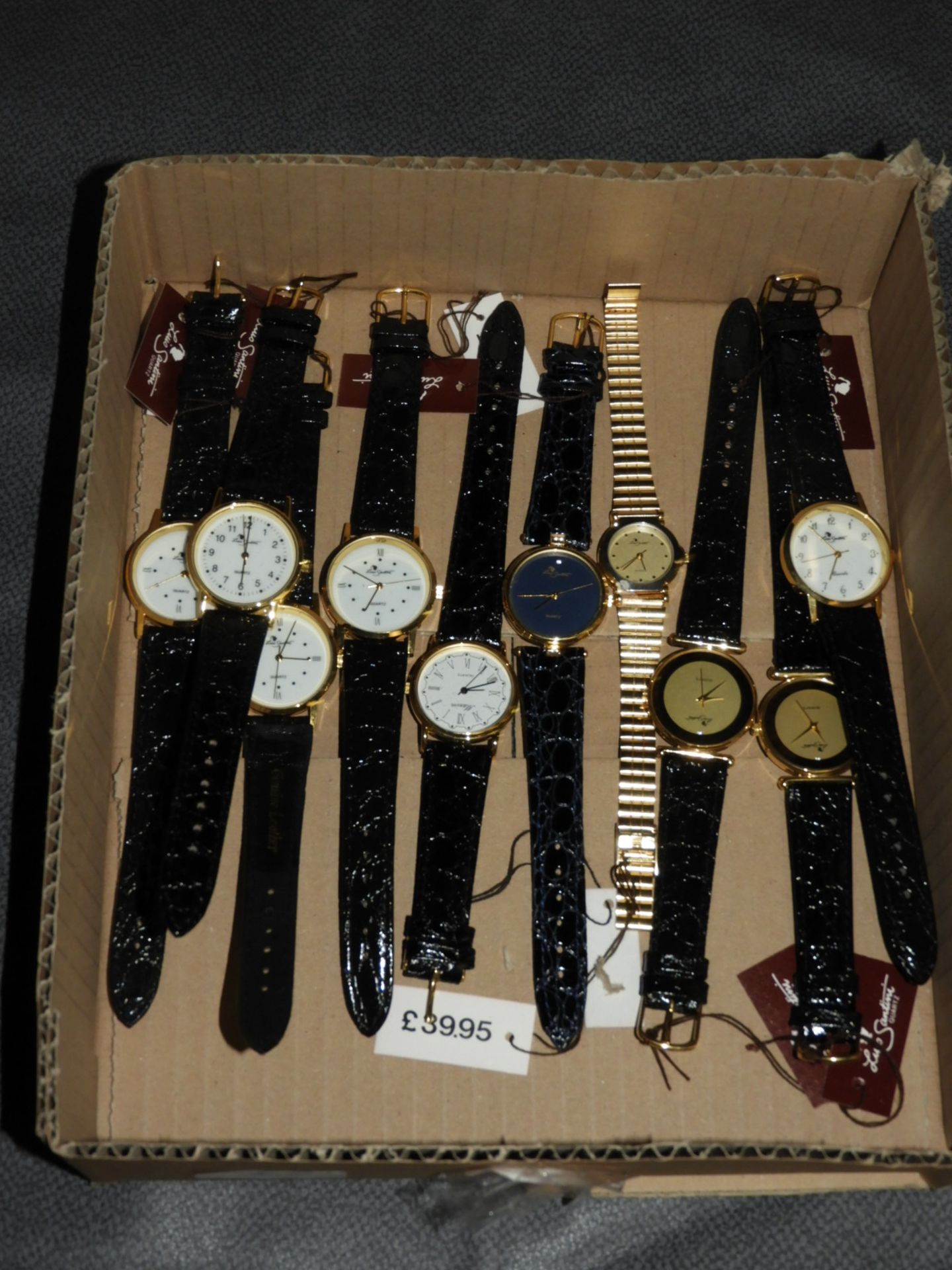 Box of Ten Wristwatches with Faux Leather Straps (