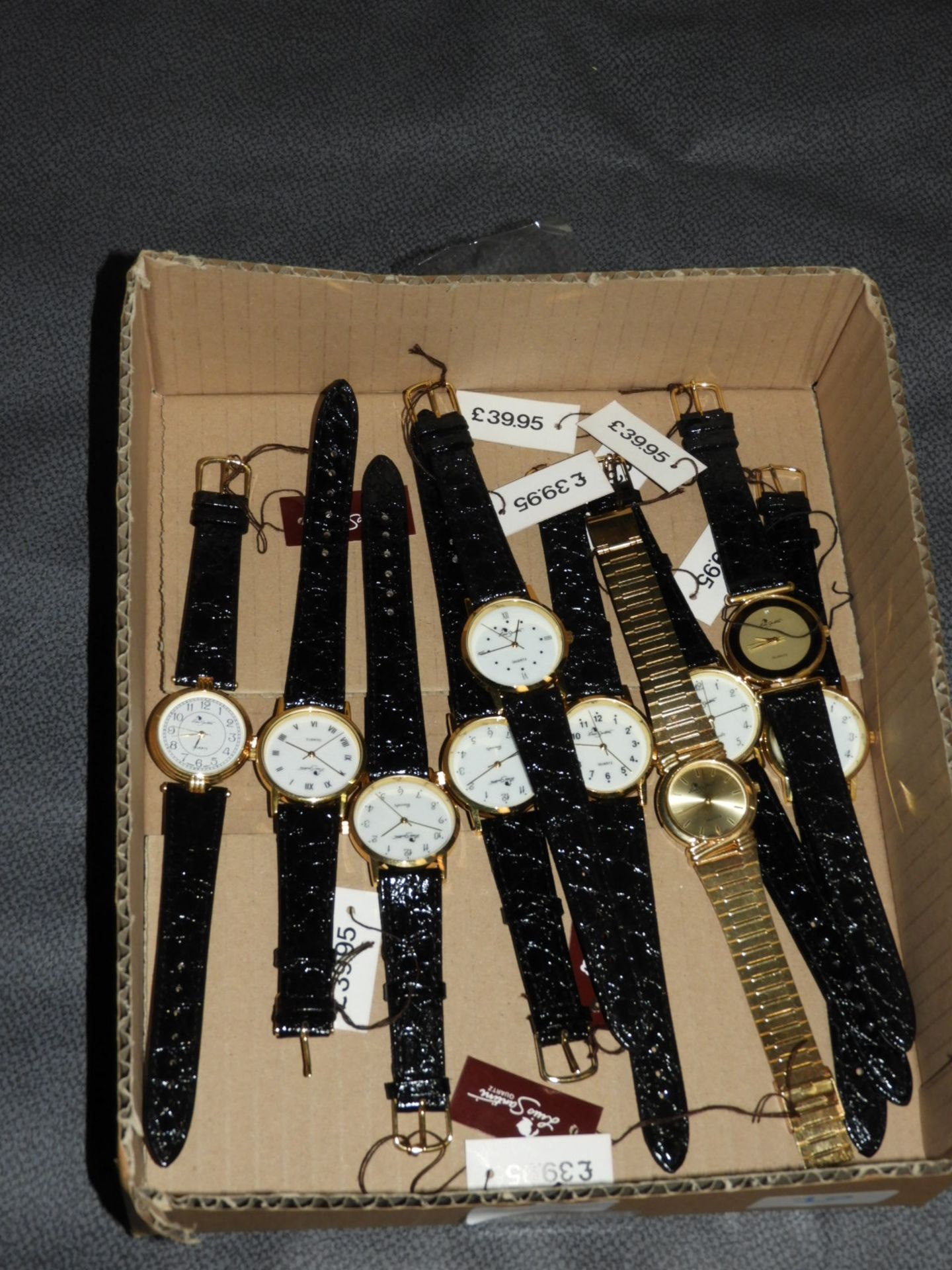 Box of Ten Wristwatches with Faux Leather Straps (