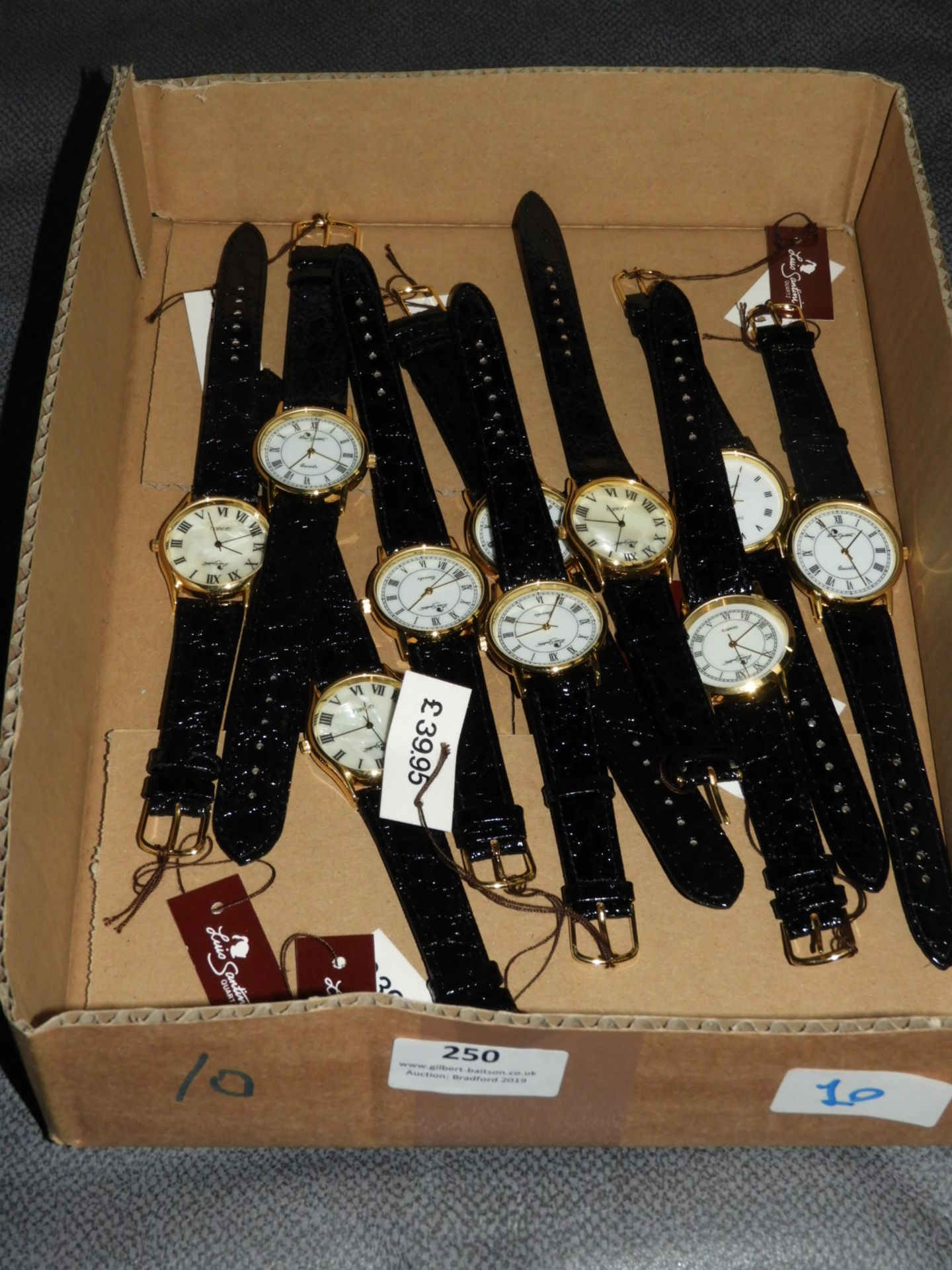 Box of Ten Wristwatches with Faux Leather Straps (