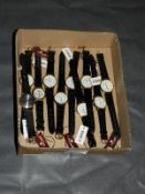 Box of Ten Wristwatches with Faux Leather Straps (