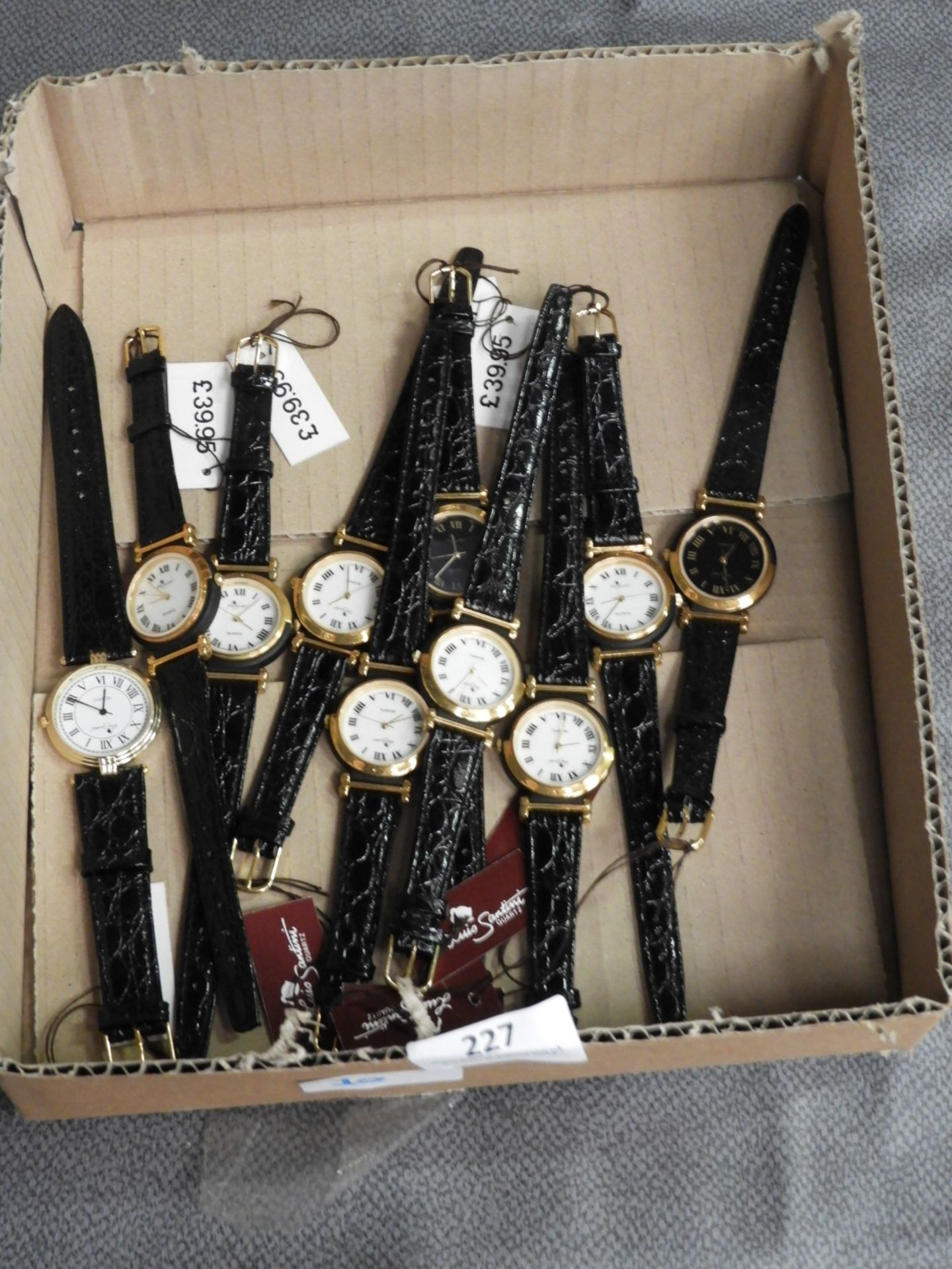 Box of Ten Wristwatches with Faux Leather Straps (