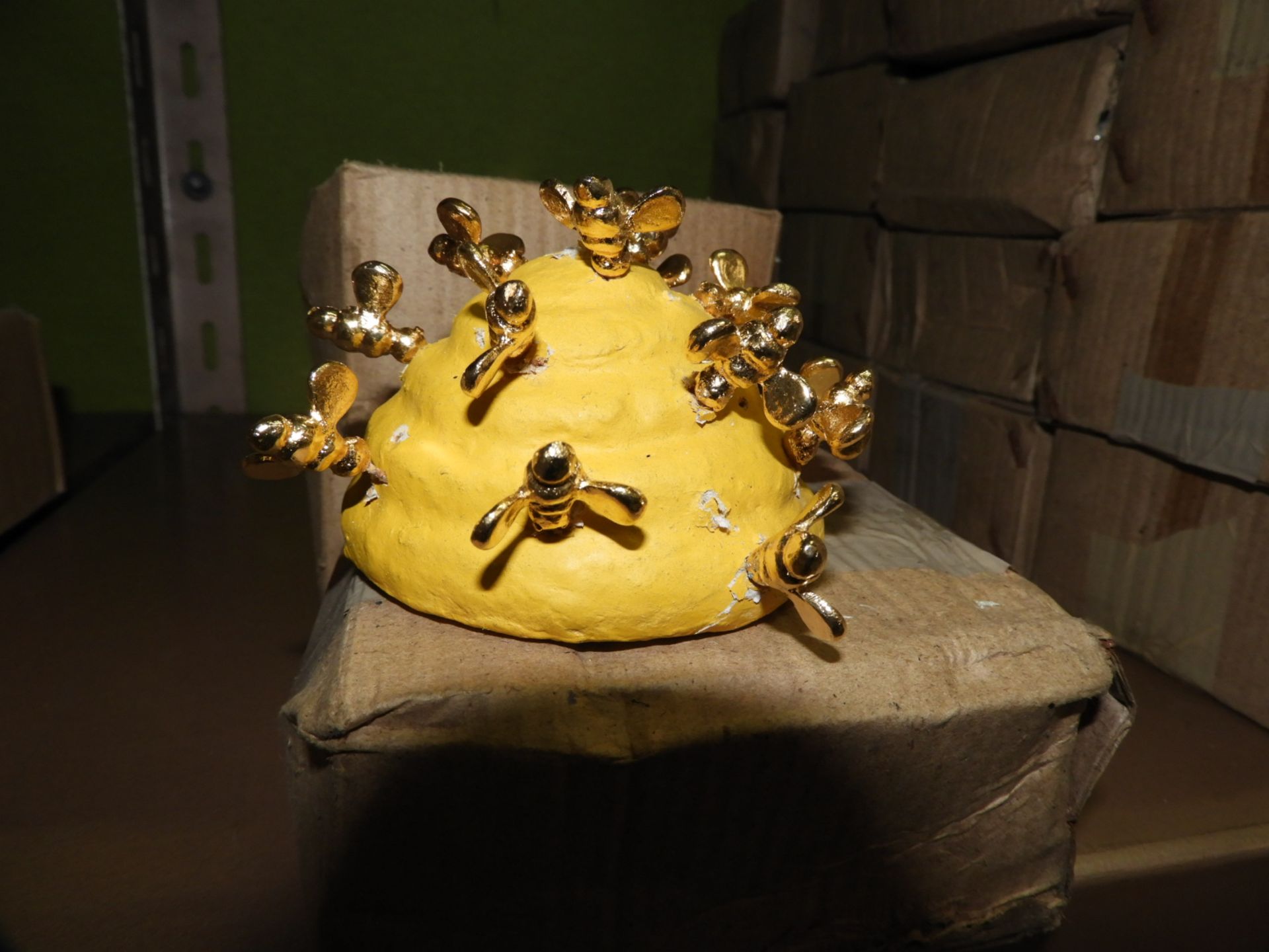 Sixteen Decorative Beehive Ornaments with Gold Col