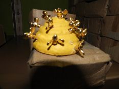 Sixteen Decorative Beehive Ornaments with Gold Col