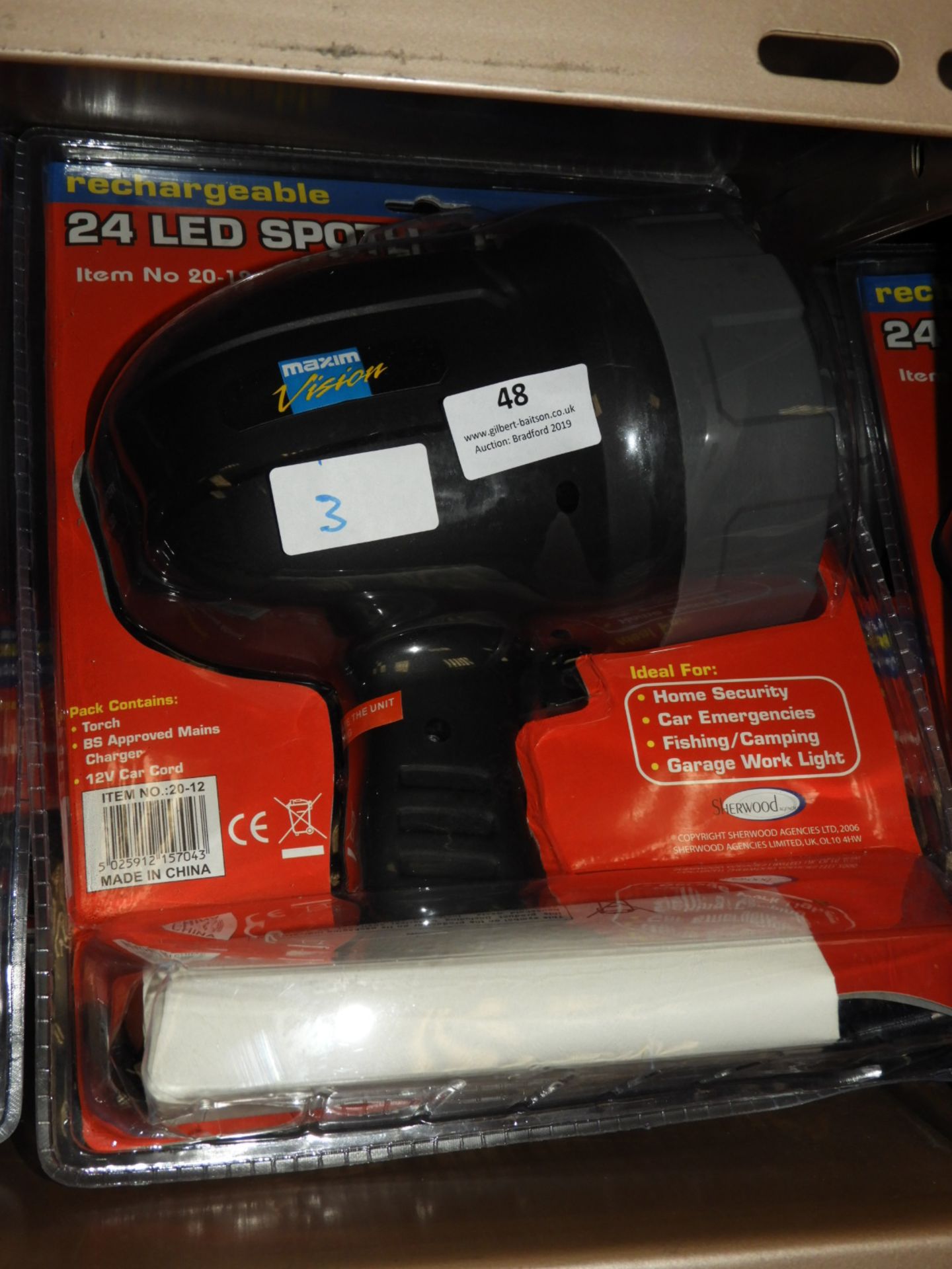 Three 24 LED Rechargeable Spotlights