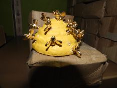 Sixteen Decorative Beehive Ornaments with Gold Col