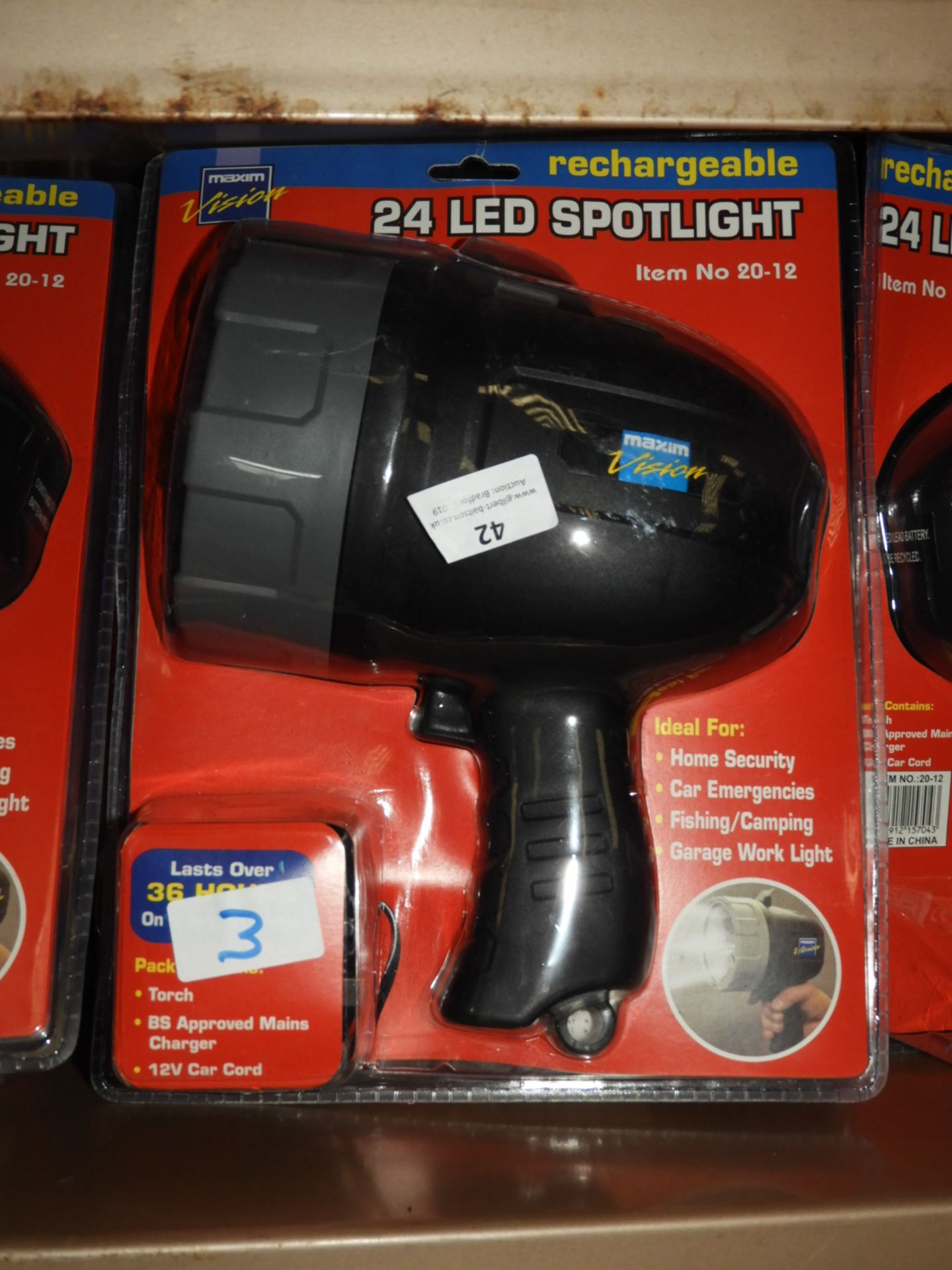 Three 24 LED Rechargeable Spotlights