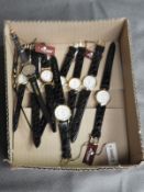 Box of Ten Wristwatches with Faux Leather Straps (