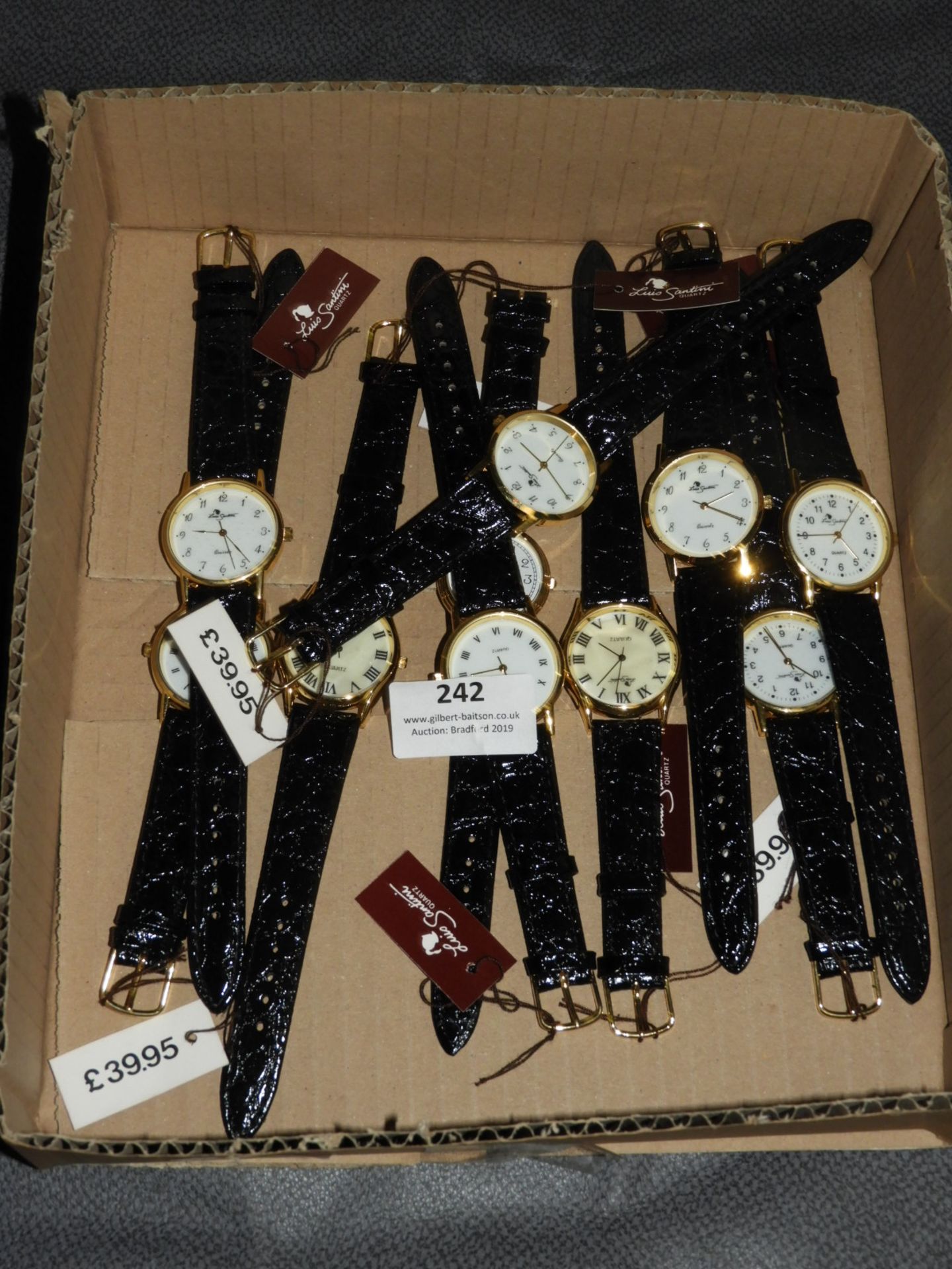 Box of Ten Wristwatches with Faux Leather Straps (