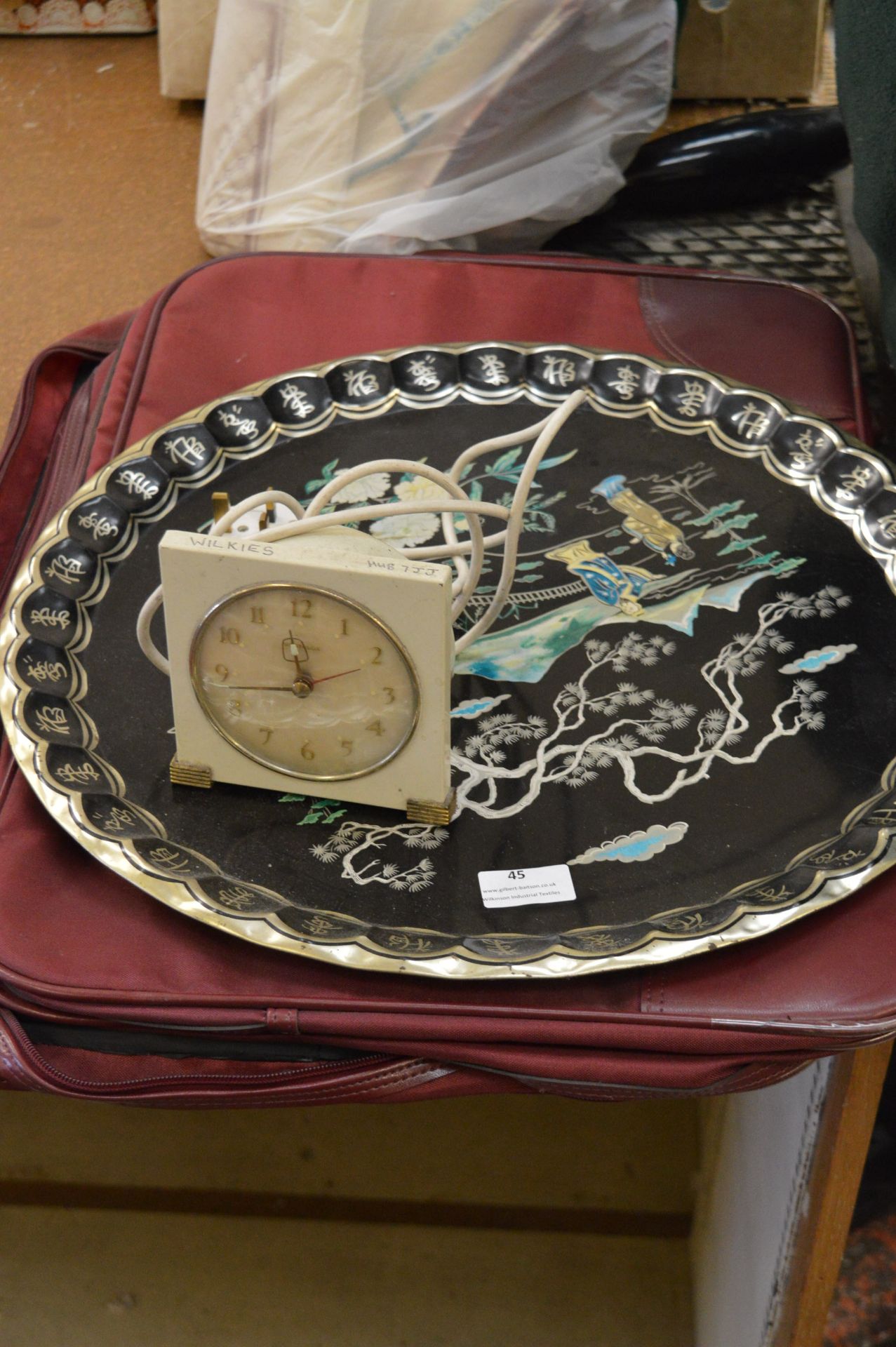 *Holdall, Tray and a Clock