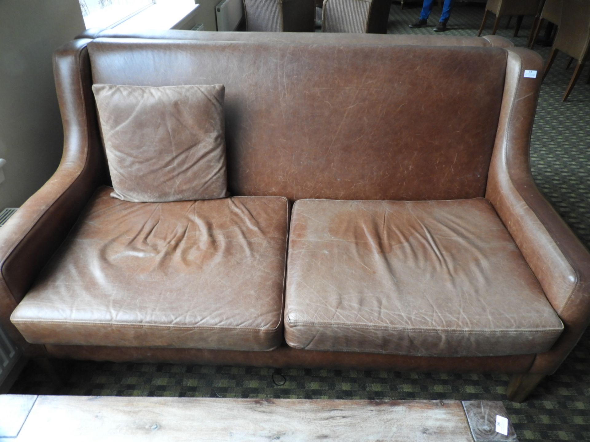 *Tan Leather Two Seat Settee