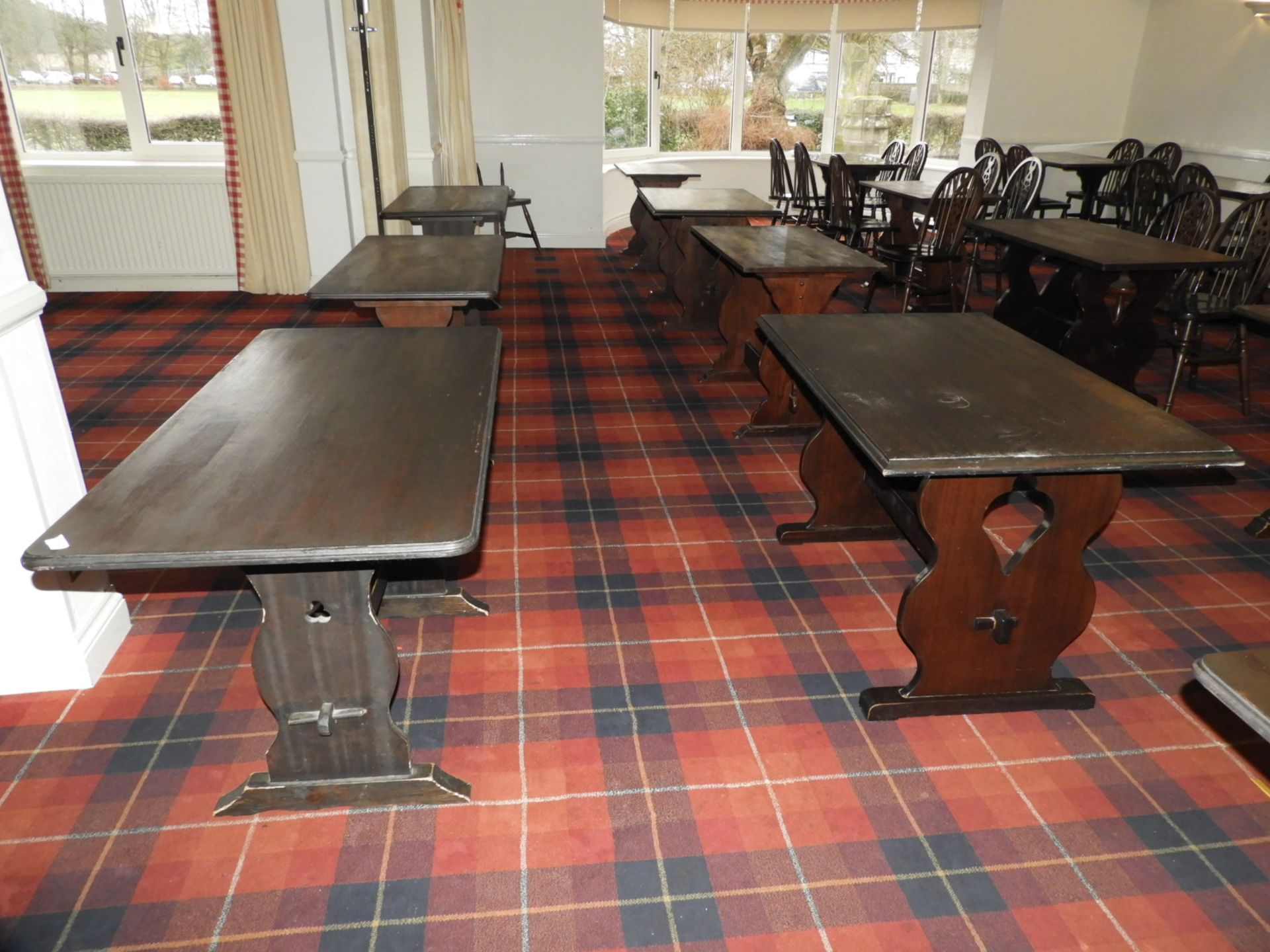 *Eighteen Assorted Darkwood Refectory Tables (Vari