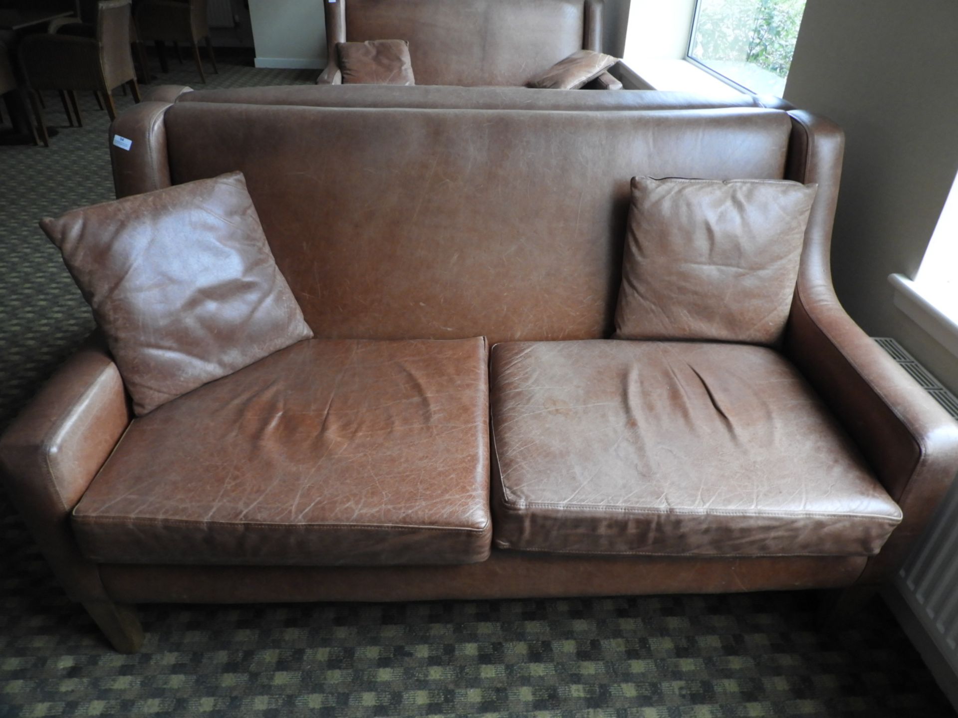 *Tan Leather Two Seat Settee