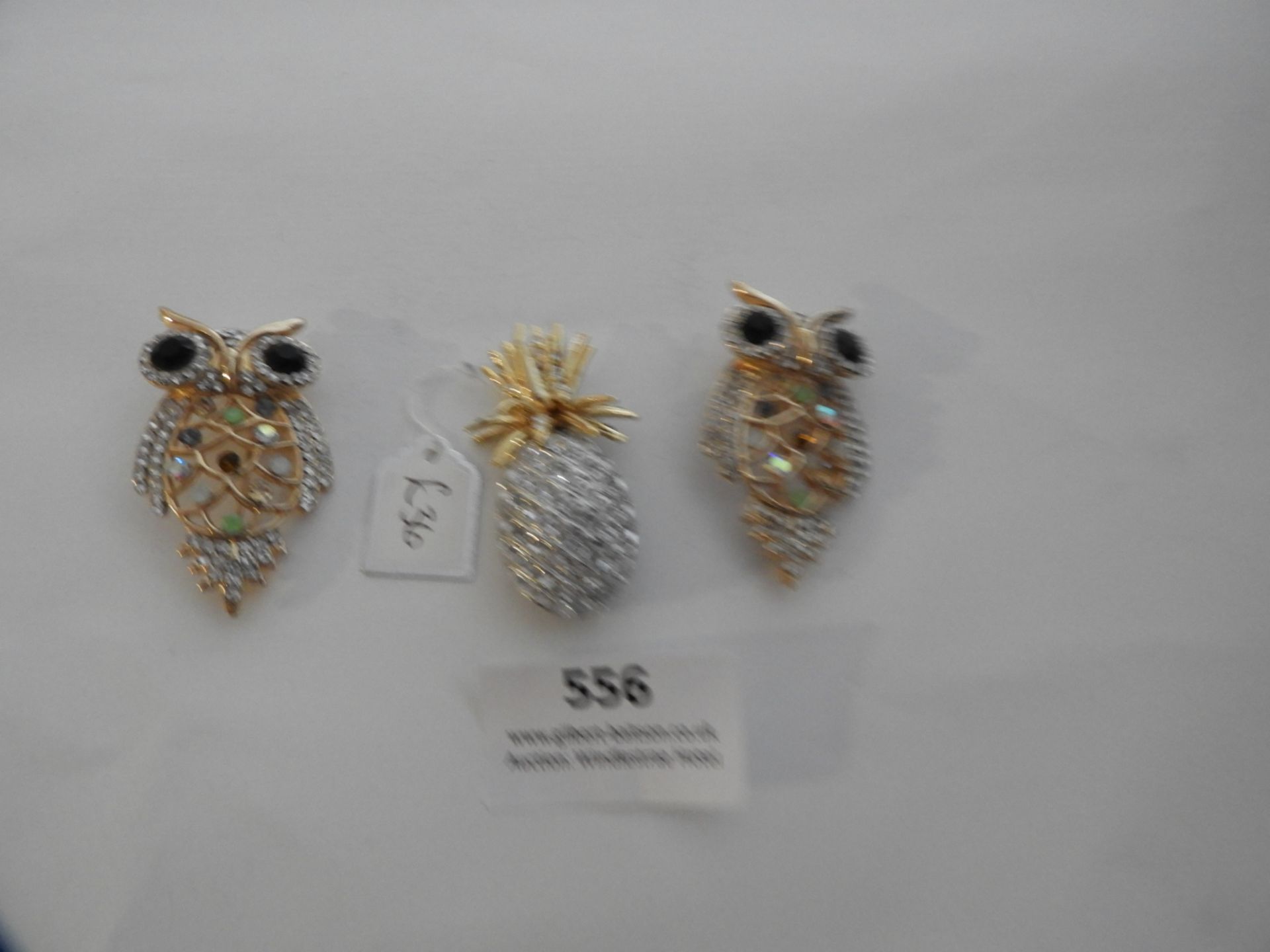 *Two Owl Brooches and a Pineapple Brooch