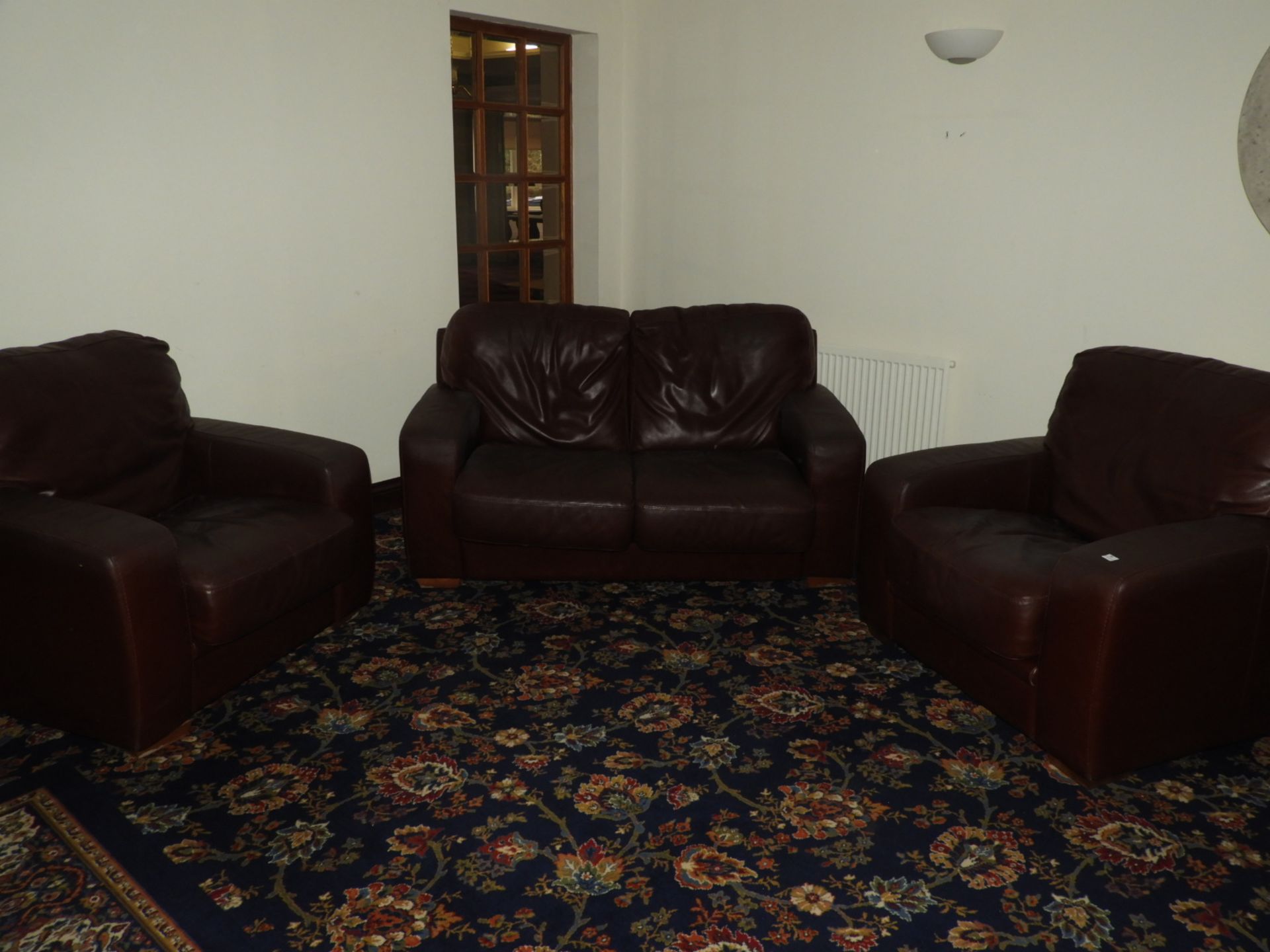 *Brown Leather Three Piece Suite Comprising of Two