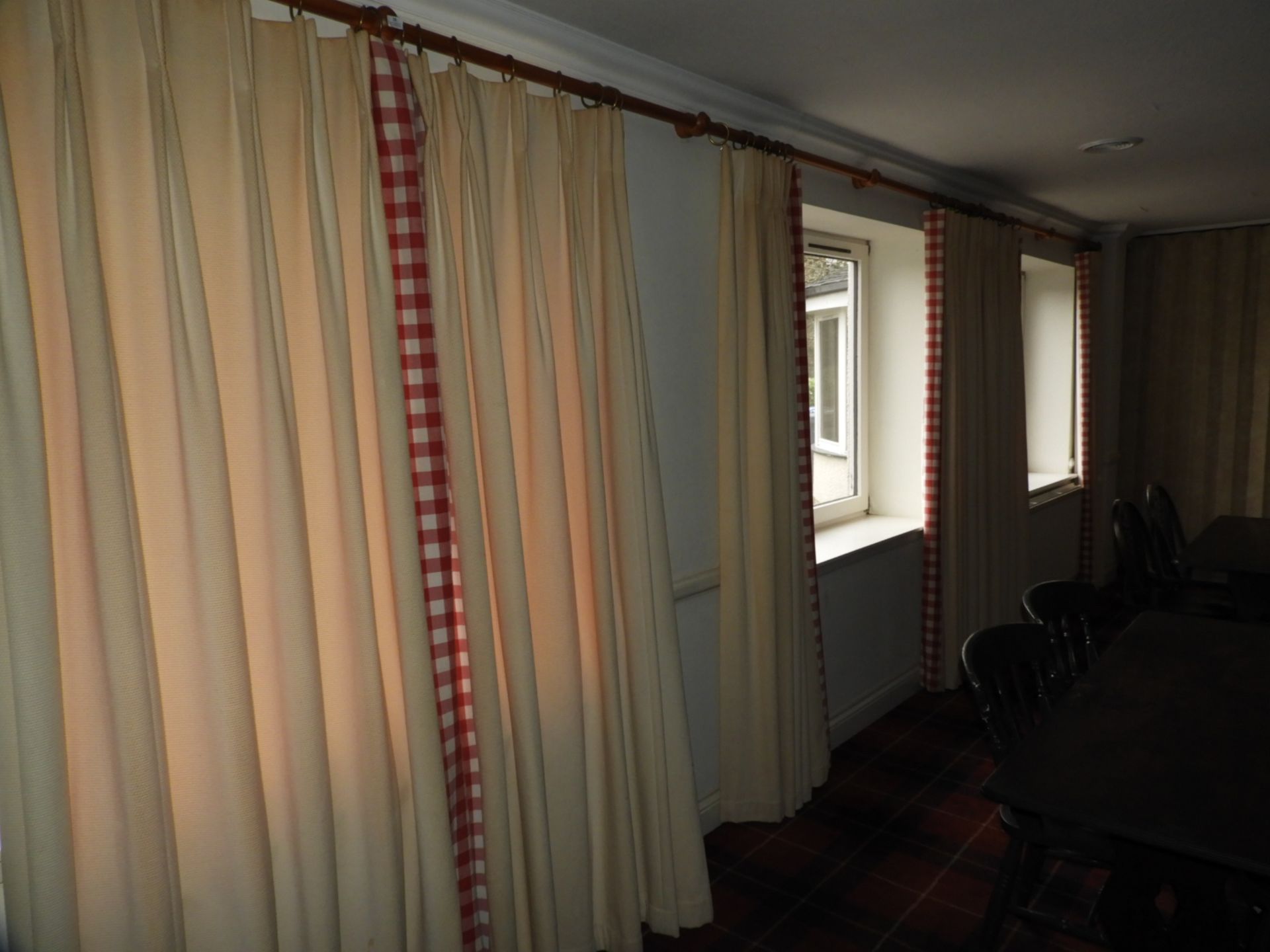 *Four Pairs of Curtains with Wood Poles (Each Curt