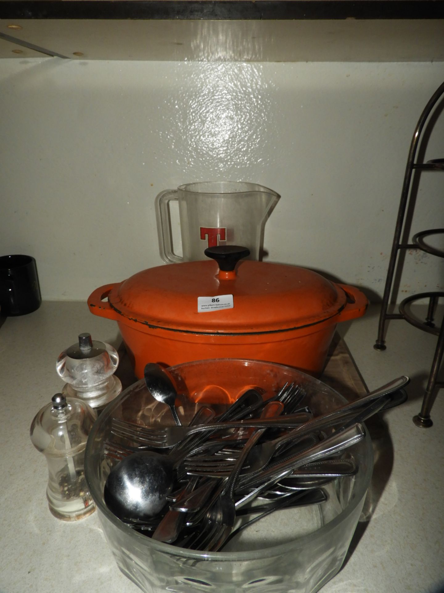 *Cast Iron Casserole Pot, Cutlery, etc.