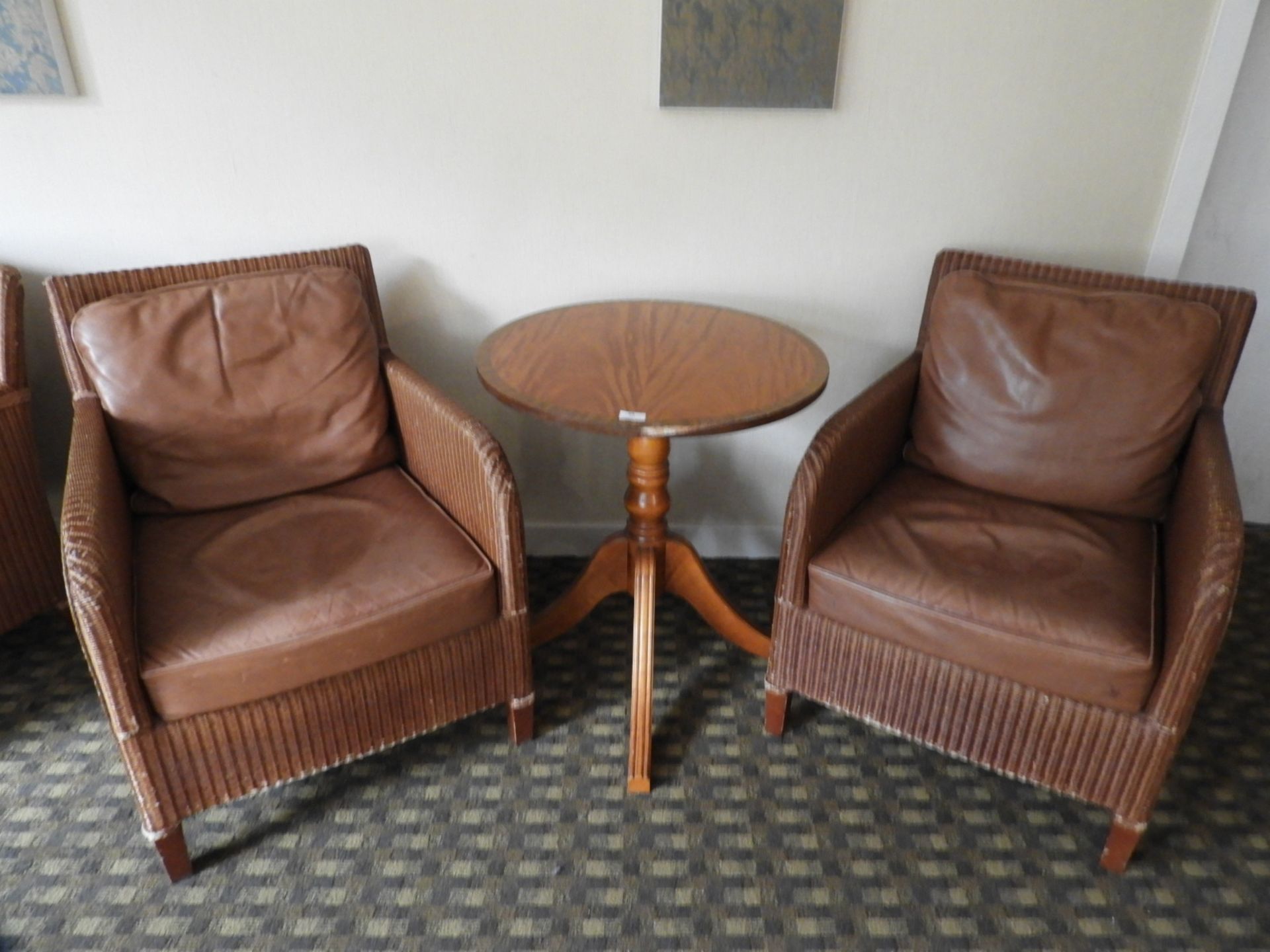 *Pair of Rattan Low Seat Reception Chairs with Fa