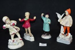 Four Royal Worcester Figurines - Children; January, February, November and December