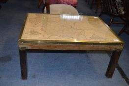 Retro Glass Topped Coffee Table with Map of Yorkshire