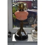 Brass & Tangerine Glass Oil Lamp
