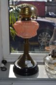 Brass & Tangerine Glass Oil Lamp