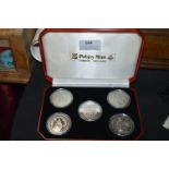 Cased Set of Five "Cammelot" Commemorative Coins