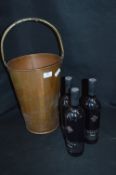 Brass Bucket and Three Bottles of Wine