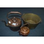 Two Copper Kettles and a Brass Jam Pan