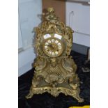 Large Ornate Brass Mantel Clock with Cherub Decoration