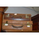 Two Vintage Leather Suitcases