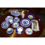 Collection of Blue & White Staffordshire Pottery