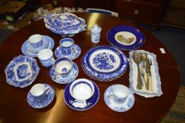 Collection of Blue & White Staffordshire Pottery