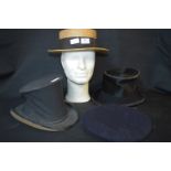 Four Vintage Hats Including a Boater, Top Hat, Col