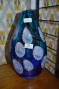 Tall Retro Blue Studio Glass Vase