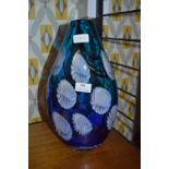 Tall Retro Blue Studio Glass Vase