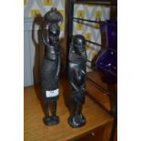 Pair of African Carved Wood Figurines