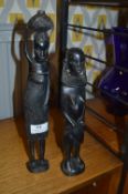 Pair of African Carved Wood Figurines