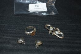 925 Sterling Silver Ring and Earrings