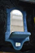 Velvet Covered Victorian Hall Mirror with Shelf