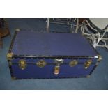 Large Blue Steamer Trunk