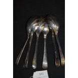 Set of Six Silver Dessert Spoons - Sheffield 1956,